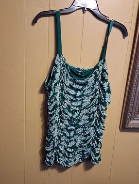 torrid Green and White Floral Ruched Camisole